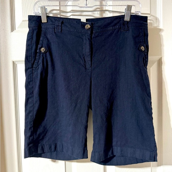 J. Jill Navy Blue Linen Stretch Shorts Size 6. - Picture 1 of 5